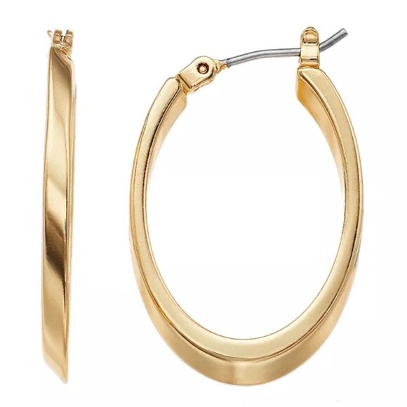 Nine West Jewelry - NINE WEST Mod/Contemporary Gold Concave Hoop Earrings**NEW!